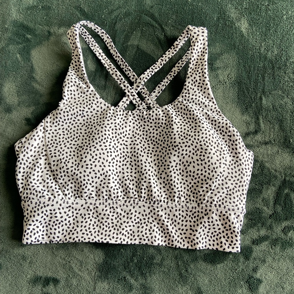 Buffbunny rosa sports bra in white bossy print size medium